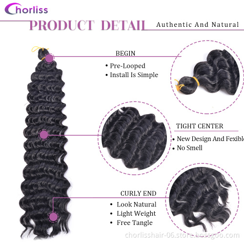 Hot Selling Goddess Ocean Wave Fashion Curly Crochet Hair Braids Natural Deep Loose Wave Synthetic Braiding Hair Extensions Girl